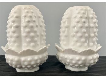 2 Fenton Hobnail Candle Votives