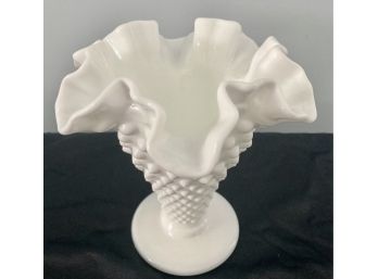 2 Of 2 Vintage Fenton Milk Glass Hobnail Vases Larger Size Approx. 6 Inches High