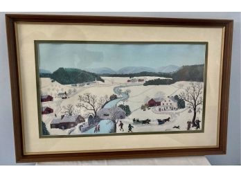 Framed Winter Scene By Moses