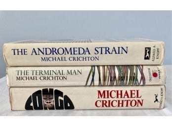 3 Older Michael Crichton First Editions The Andromeda Strain, Congo, The Terminal Man