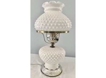 Vintage Fenton  Hobnail Electric Lamp With Silver Accents