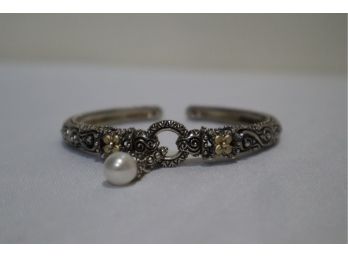 Barbara Bixby 925 Sterling, 18K Gold And Genuine Pearl Bracelet