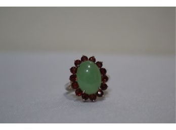 HAN Sterling Green And Red Stones Ring Size 7