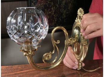 Wonderful Original WATERFORD Crystal & Brass Light Fixture - Can Be Used EITHER WAY - Paid $449 - LIKE NEW !