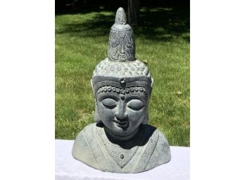 Fantastic Large Meditating Buddha Head Statue - Almost Two Feet Tall - GREAT DECORATOR Piece - NICE !