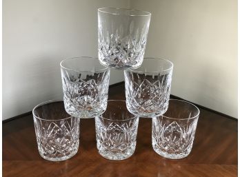 Group Of Six (6) WATERFORD Crystal LISMORE Pattern Rocks Glasses - ALL PERFECT ! - (1 Of 2)