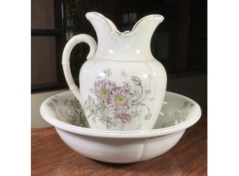 Beautiful Antique / Victorian Wash Basin / Bowl & Pitcher - Lovely Old Piece - Nice Decorator Item