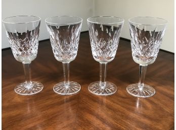 Lot Of Four (4) - WATERFORD LISMORE Pattern Wine Glasses - Just Under 6' - ALL BEAUTIFUL !