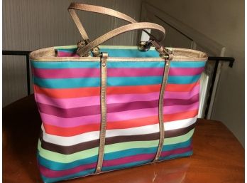 Fabulous Authentic COACH Striped Summer Purse / Handbag - Rarely Used - Comes With Original Plastic Bag