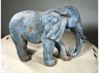 Incredible Vintage Cast Iron Elephant Statue / Sculpture - Garden Ornament - Old Gray Dry Paint GREAT PIECE