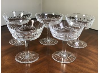 Lot Of Five (5) WATERFORD LISMORE Pattern Champagnes / Desserts - Beautiful Condition