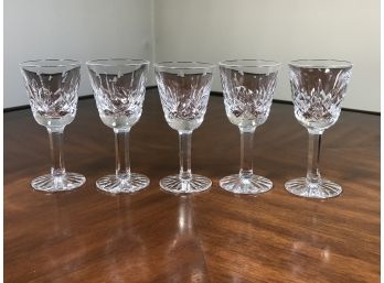 Group Of Five (5) Fabulous WATERFORD LISMORE Pattern Cordial Glasses - Lot 1 Of 2 - ALL PERFECT !