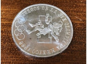 1968 MEXICO / Mexican Olympic Coin - 720 Silver - Very Good Condition - Over 50 Years Old