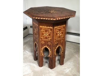 Fantastic Antique  Moroccan Hexagonal Side Stand ALL INLAID - Beautiful Patterns & Design NICE OLD STAND !