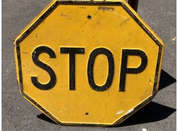 Rare 1930s / 1940s Heavy Steel YELLOW STOP SIGN - Rare Piece - Stop Signs Were Not Always Red