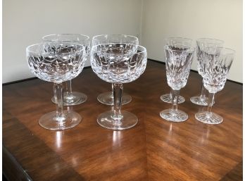 Lot Of Eight WATERFORD LISMORE Pattern Stemware - Two Different Styles - All In Great Condition