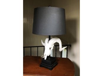 Fabulous Rams Head Lamp - Hollywood Regency Style - With Black Drum Shades - FANTASTIC ! - 2 Of 2