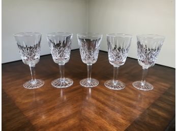 Lot Of Five (5) - WATERFORD LISMORE Pattern Wine Glasses - Just Under 6' - ALL BEAUTIFUL !