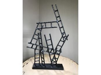 Very Interesting Sculpture Ladders On Ladders On Ladders - Cast Metal - GREAT Looking Piece