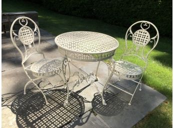 Wonderful Vintage French Style Bistro Set VERY Ornate - Quality Wrought Iron - Nice Cream Color Paint NICE !