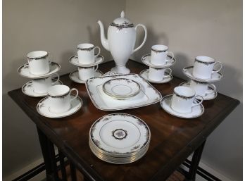 Fabulous WEDGWOOD Osborne Pattern Bone China Coffee / Cocoa Set - 40 Pieces - Valued Over $1,200 - No Damage