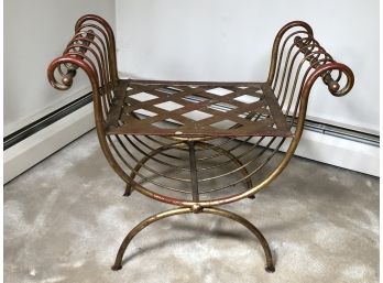 Fantastic Vintage Gold Gilt Seat - Made In Italy - Hollywood Regency Style - FABULOUS VINTAGE PIECE !