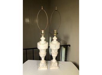 Absolutely Fabulous Pair Of Carved Marble / Alabaster Lamps - Made In  Italy - Paid $775 - FANTASTIC PAIR !