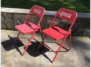 Two Fantastic Vintage Coca-Cola Folding Chairs From Argentina - VERY COOL Collectible & Usable Chairs