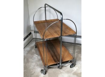 VERY Cool Vintage MCM / Modern Rolling AND Folding Cart - FOLDS FLAT - Very Functional & Usable VERY WELL MADE