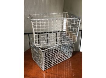 Lot Of Two Vintage Wire LOCKER BASKETS - Great Decorative Items - Made By PENCO PRODUCTS - Not Reproductions