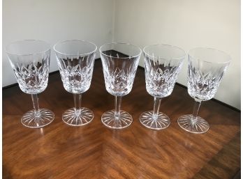 Lot Of Five (5) Fantastic 7' WATERFORD LISMORE Pattern Wine / Water Glasses