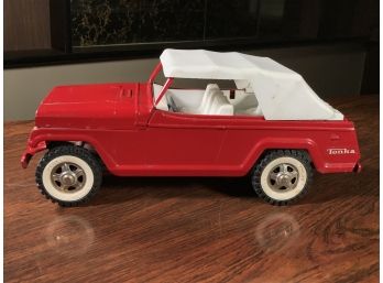 Fantastic 1966 TONKA Cherry Red With White Top JEEPSTER Pressed Steel Truck - LOOK AT THE CONDITION ! - WOW !