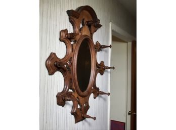 Fabulous Large Victorian Circa 1880 - 1890 - Hat Rack With Mirror - Made Of Walnut - GREAT FUNCTIONAL PIECE