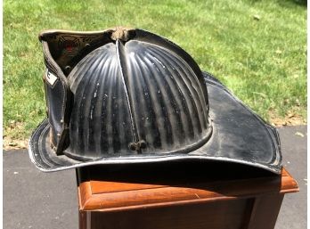 Antique Metal & Leather CAIRNS & BROTHER Fire Helmet From Westport Fire Department - Nice Old Original Piece