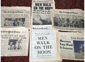 Lot Of All Original 1969 Moon Landing Newspapers - Not Reprints - Several Different Newspaper Companies