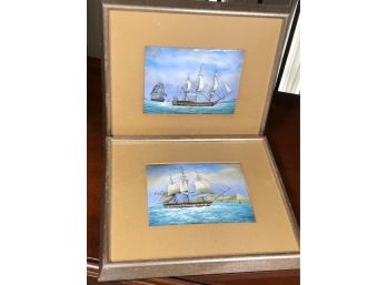 Two Vintage All Hand Made Enamel Panels Featuring Sailing Ships - The Pitt 1780 & The Warren Hastings 1808