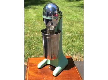 Retro Style HAMILTON BEACH Mint Green Milkshake Mixer - With Stainless Steel Cup - Working Condition