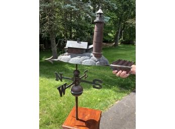 Absolutely Stunning Vintage Copper $ Zinc Weathervane Lighthouse & Lightkeepers Cottage - AMAZING PIECE !