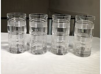 Four Fabulous POLO / RALPH LAUREN Tall Glass Tumblers - VERY EXPENSIVE - Like New Condition - No Damage