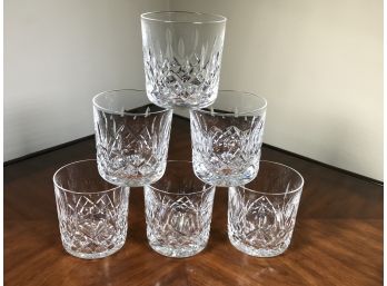 Group Of Six (6) WATERFORD Crystal LISMORE Pattern Rocks Glasses - ALL PERFECT ! - (2 Of 2)