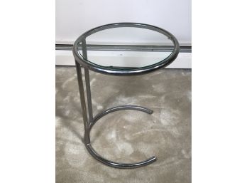 Beautiful Vintage Eileen Gray Style Chrome Table With Glass Top - Needs Polishing - NICE TABLE !