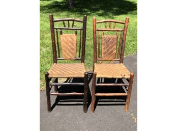 PHENOMENAL All Original Signed Twig Chairs By OLD HICKORY - BOTH Signed VERY HARD TO FIND - FANTASTIC !