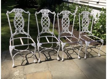 Set Of 4 VERY Unusual Cast Metal Chairs With Ball And Claw Feet - Never Seen This Form Before - VERY ORNATE !