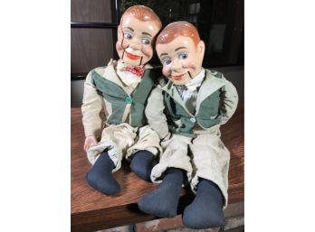 Two Antique AS IS Charlie McCarthy Ventriloquist Dolls In Need Of FULL RESTORATION - Please Save Them