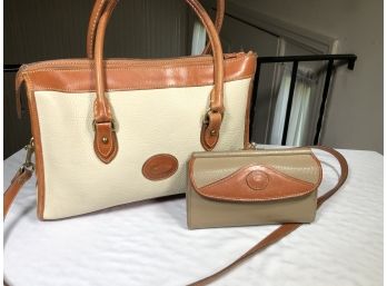 Super Nice DOONEY & BOURKE Beige Purse / Handbag With Matching Dooney & Bourke Wallet - Complementing Color