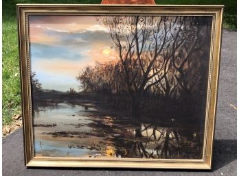 Fantastic Large Oil On Canvas Painting By Listed Artist ALOIS KOWOL (1891-2000) Autumn Dusk