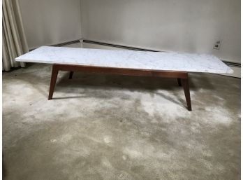 Stunning MCM / Midcentury Modern Cocktail / Coffee Table With White Carrera Marble Top WOW ! AMAZING TABLE !