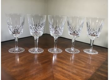 Lot Of Five (5) Fantastic 7' WATERFORD LISMORE Pattern Wine / Water Glasses