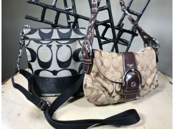 Two COACH Purses / Bags - Both Needs Cleaning / Have Some Wear - TOTALLY USABLE AND OVERALL NICE !h