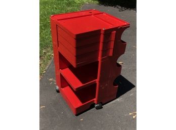 Fabulous CLASSIC Vintage Large BOBY Red Office Organizer JOE COLOMBO - Made In Italy - Retails $800-$1,600